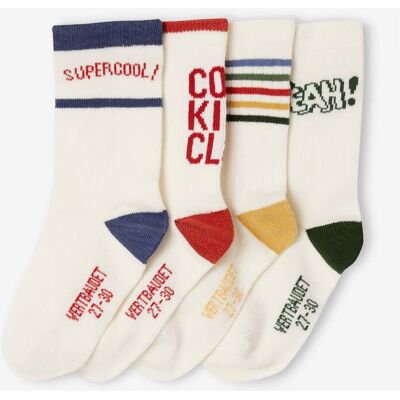 VERTBAUDET Lote de 4 pares de meias de desporto, para menino cru VERTBAUDET Lote de 4 pares de meias de desporto, para menino cru