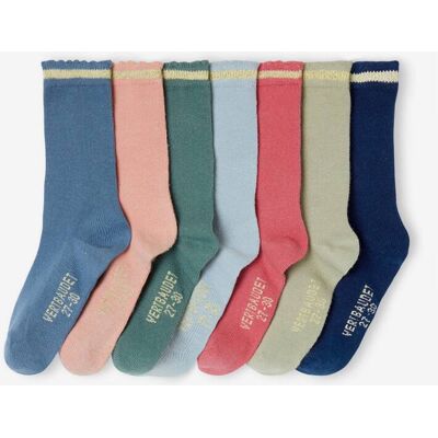 VERTBAUDET Lote de 7 pares de meias lurex, para menina azul VERTBAUDET Lote de 7 pares de meias lurex, para menina azul