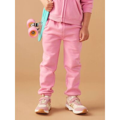 VERTBAUDET Calças de desporto, em moletão, cós paperbag, para menina rosa-bombom VERTBAUDET Calças de desporto, em moletão, cós paperbag, para menina rosa-bombom