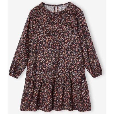 VERTBAUDET Vestido com folho, estampado às flores, para menina estampado rosa VERTBAUDET Vestido com folho, estampado às flores, para menina estampado rosa