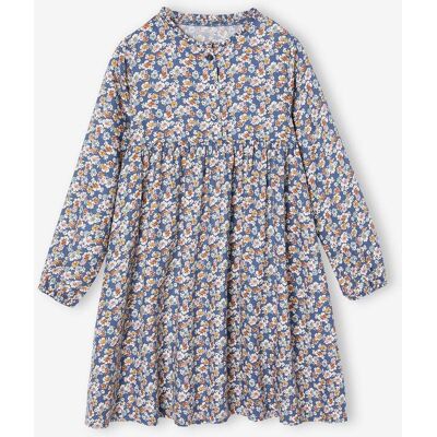 VERTBAUDET Vestido estampado, abertura com botões à frente azul-índigo VERTBAUDET Vestido estampado, abertura com botões à frente azul-índigo
