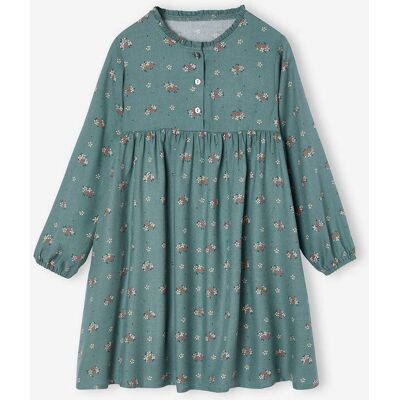VERTBAUDET Vestido estampado, abertura com botões à frente verde-salva VERTBAUDET Vestido estampado, abertura com botões à frente verde-salva