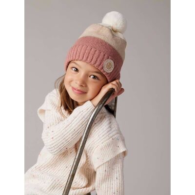 VERTBAUDET Conjunto gorro + gola snood + luvas de polegar/mitenes colorblock, para menina riscas rosa VERTBAUDET Conjunto gorro + gola snood + luvas de polegar/mitenes colorblock, para menina riscas rosa