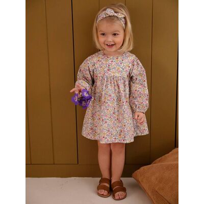 VERTBAUDET Conjunto vestido + fita para o cabelo, para bebé multicolor VERTBAUDET Conjunto vestido + fita para o cabelo, para bebé multicolor