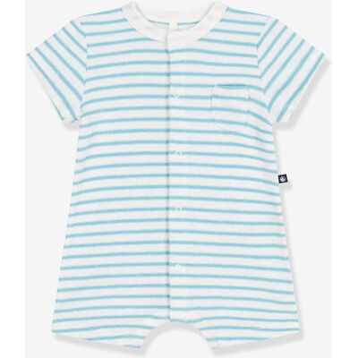 Macacão em turco às riscas, para bebé, da PETIT BATEAU azul Macacão em turco às riscas, para bebé, da PETIT BATEAU azul