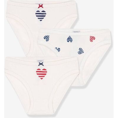 Lote de 3 cuecas em algodão, para criança, estampado aos corações, da PETIT BATEAU branco Lote de 3 cuecas em algodão, para criança, estampado aos corações, da PETIT BATEAU branco
