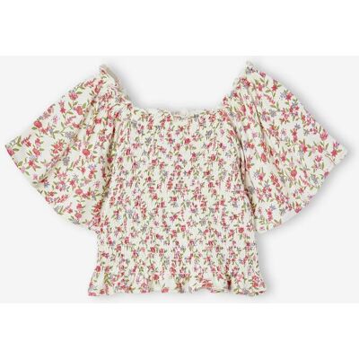 VERTBAUDET T-shirt aos favos com motivos às flores para menina multicolor VERTBAUDET T-shirt aos favos com motivos às flores para menina multicolor
