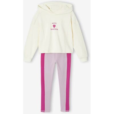 VERTBAUDET Conjunto desportivo de sweat com capuz + leggings para menina lilás VERTBAUDET Conjunto desportivo de sweat com capuz + leggings para menina lilás