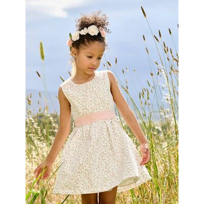 VERTBAUDET Vestido estampado às flores, especial cerimónia, para menina branco estampado VERTBAUDET Vestido estampado às flores, especial cerimónia, para menina branco estampado