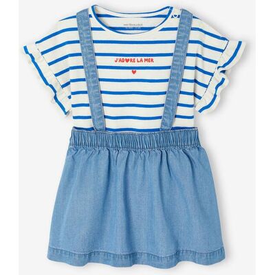 VERTBAUDET Conjunto t-shirt + saia com alças, para bebé double stone VERTBAUDET Conjunto t-shirt + saia com alças, para bebé double stone