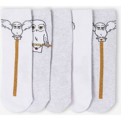 Lote de 5 pares de meias Harry Potter® Glitter Hedwige branco Lote de 5 pares de meias Harry Potter® Glitter Hedwige branco