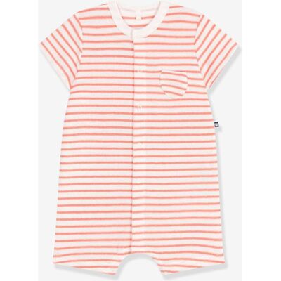 Macacão em turco de algodão às riscas, para bebé, da PETIT BATEAU alperce Macacão em turco de algodão às riscas, para bebé, da PETIT BATEAU alperce