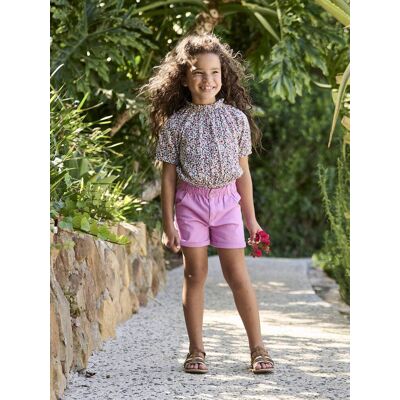 VERTBAUDET Calções de cor, Basics, fáceis de vestir, para menina violeta VERTBAUDET Calções de cor, Basics, fáceis de vestir, para menina violeta