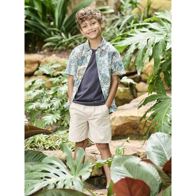 VERTBAUDET Bermudas algodão/linho, para menino bege mesclado VERTBAUDET Bermudas algodão/linho, para menino bege mesclado