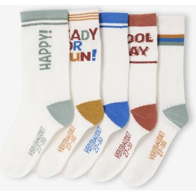 VERTBAUDET Lote de 5 pares de meias «Cool», para menino cru VERTBAUDET Lote de 5 pares de meias «Cool», para menino cru