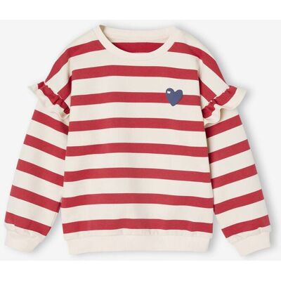 VERTBAUDET Sweat estilo marinheiro, mangas com folhos, para menina vermelho VERTBAUDET Sweat estilo marinheiro, mangas com folhos, para menina vermelho