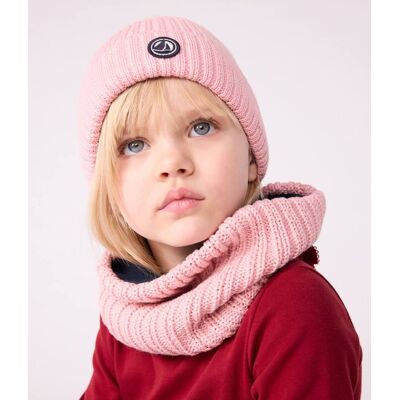Gorro criança em tricô com forro polar PETIT BATEAU rosa Gorro criança em tricô com forro polar PETIT BATEAU rosa