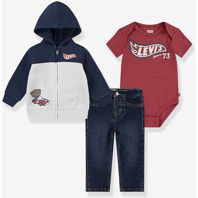 LEVIS KID'S Conjunto de 3 peças LEVI'S® body + sweat + calças ganga direitas marinho LEVIS KID'S Conjunto de 3 peças LEVI'S® body + sweat + calças ganga direitas marinho