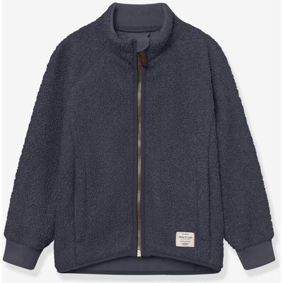 Casaco em pelo polar teddy com fecho de correr para criança MINI A TURE azul-escuro Casaco em pelo polar teddy com fecho de correr para criança MINI A TURE azul-escuro