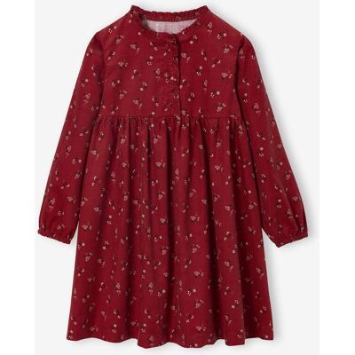 VERTBAUDET Vestido estampado em veludo , para menina tomate VERTBAUDET Vestido estampado em veludo , para menina tomate