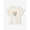 VERTBAUDET T-shirt com bouquet em relevo, mangas bordadas, para menina baunilha