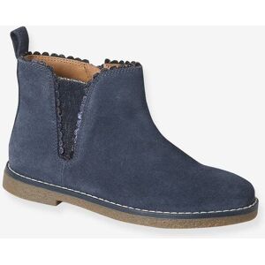 VERTBAUDET Botas em pele, com elástico, para menina marinho VERTBAUDET Botas em pele, com elástico, para menina marinho