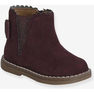VERTBAUDET Botas em pele, com elástico, para bebé menina bordeaux VERTBAUDET Botas em pele, com elástico, para bebé menina bordeaux
