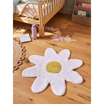 VERTBAUDET Tapete para casa de banho, em turco, Flor branco claro liso com motivo VERTBAUDET Tapete para casa de banho, em turco, Flor branco claro liso com motivo