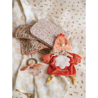 VERTBAUDET Malinha doudou personalizável galinha laranja VERTBAUDET Malinha doudou personalizável galinha laranja