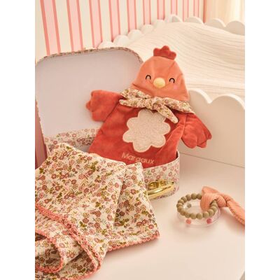 VERTBAUDET Malinha doudou personalizável galinha laranja VERTBAUDET Malinha doudou personalizável galinha laranja