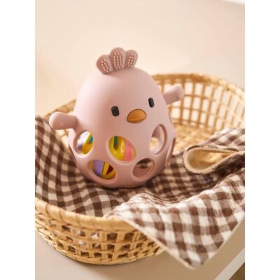 VERTBAUDET Chocalho pintainho em silicone rosa VERTBAUDET Chocalho pintainho em silicone rosa