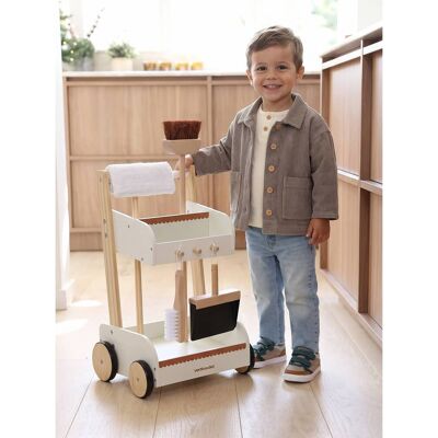 VERTBAUDET Carrinho de limpeza Montessori, em madeira cru VERTBAUDET Carrinho de limpeza Montessori, em madeira cru