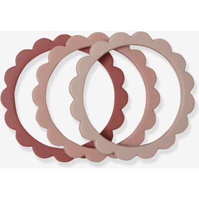 Lote de 3 pulseiras de dentição Flor - Mushie rosa Lote de 3 pulseiras de dentição Flor - Mushie rosa