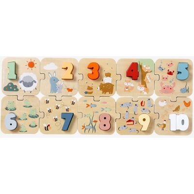 VERTBAUDET Puzzle com números, 2 em 1, em madeira certificada verde VERTBAUDET Puzzle com números, 2 em 1, em madeira certificada verde