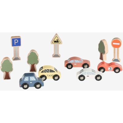 VERTBAUDET Conjunto de carros e acessórios, em madeira FSC® multicolor VERTBAUDET Conjunto de carros e acessórios, em madeira FSC® multicolor