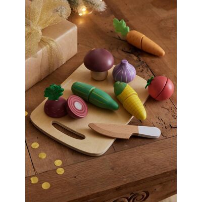 VERTBAUDET Conjunto de legumes para cortar, em madeira FSC® bege VERTBAUDET Conjunto de legumes para cortar, em madeira FSC® bege