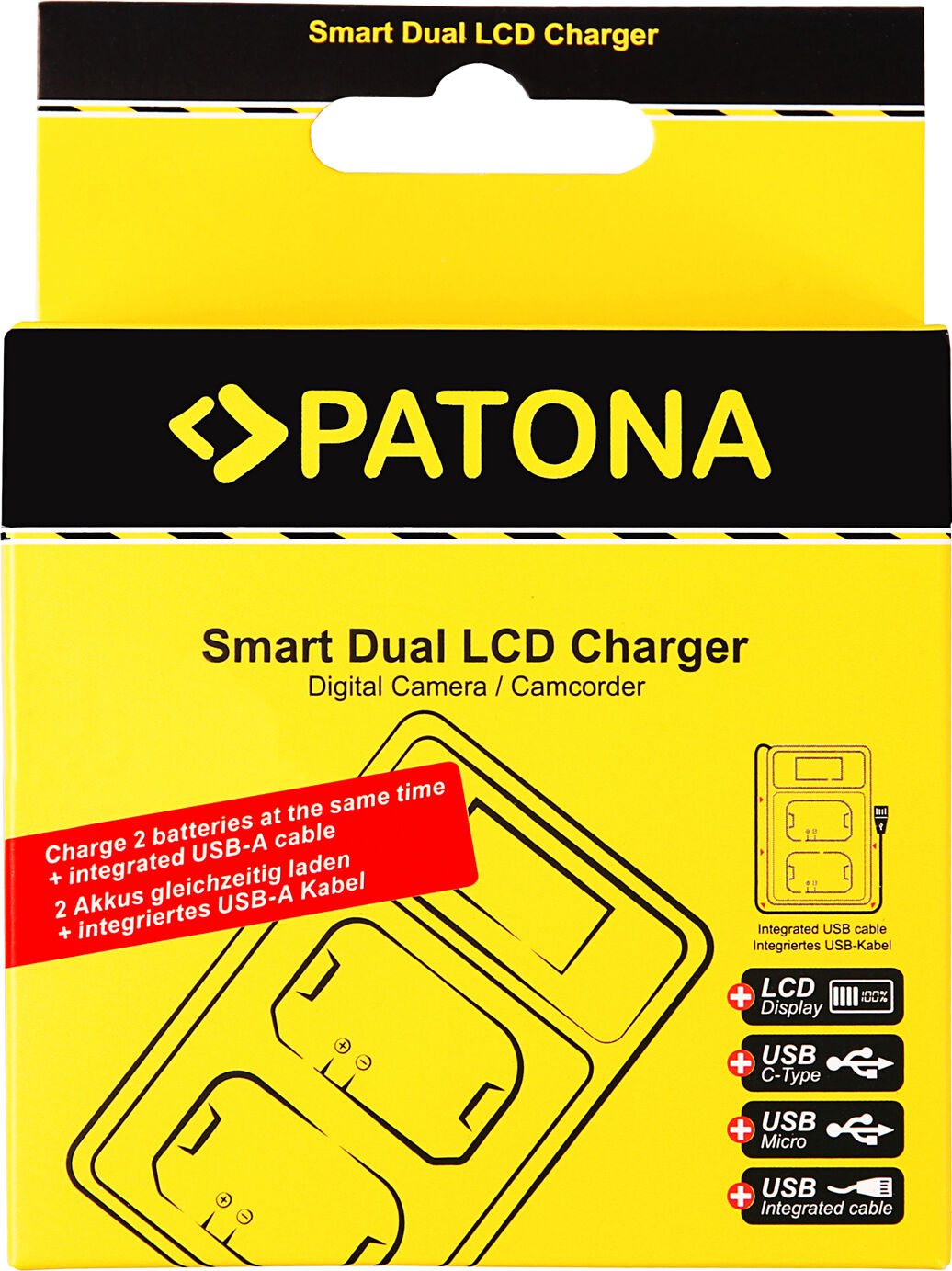 PATONA Carregador Smart Dual LCD USB para NP-F970/F960/F950