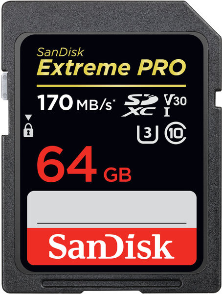 SanDisk Cart�o SDXC Extreme Pro 64GB V30 UHS-1 (170MB/s) (Class 10)