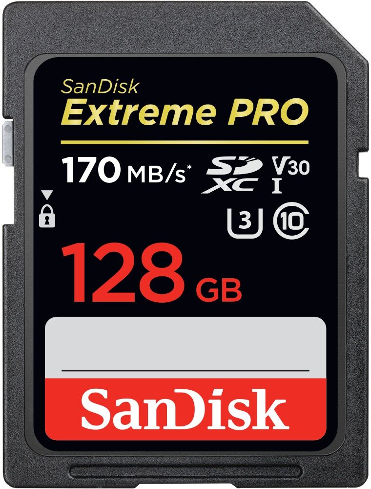 SanDisk Cart�o SDXC Extreme Pro 128GB V30 UHS-1 (170MB/s) (Class 10)