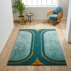 Tapete em lã e viscose, Seda Verde/dourado 160 x 230 cm