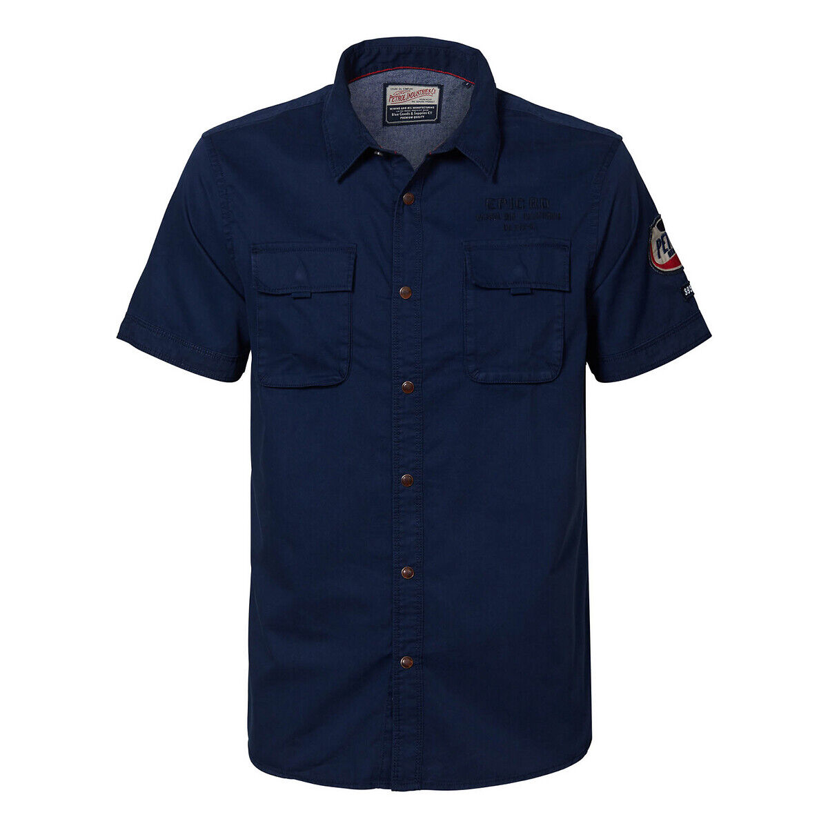 Petrol Industries Camisa slim estilo militar   Marinho