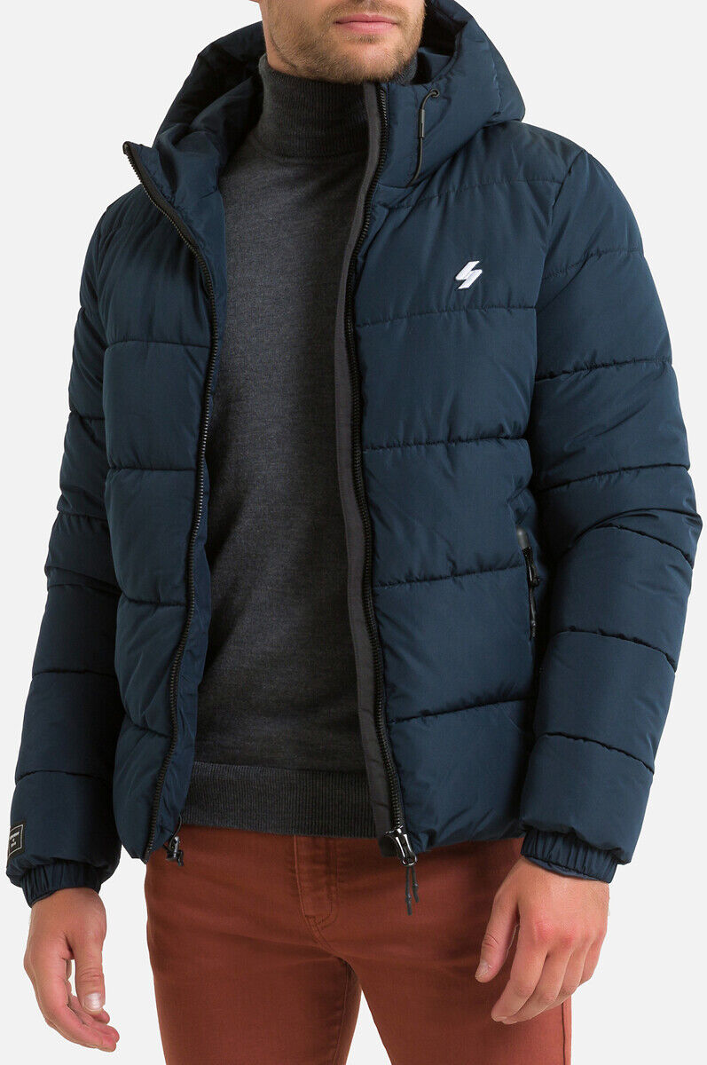 Superdry Blusão com fecho e capuz, Sports Puffer   Marinho