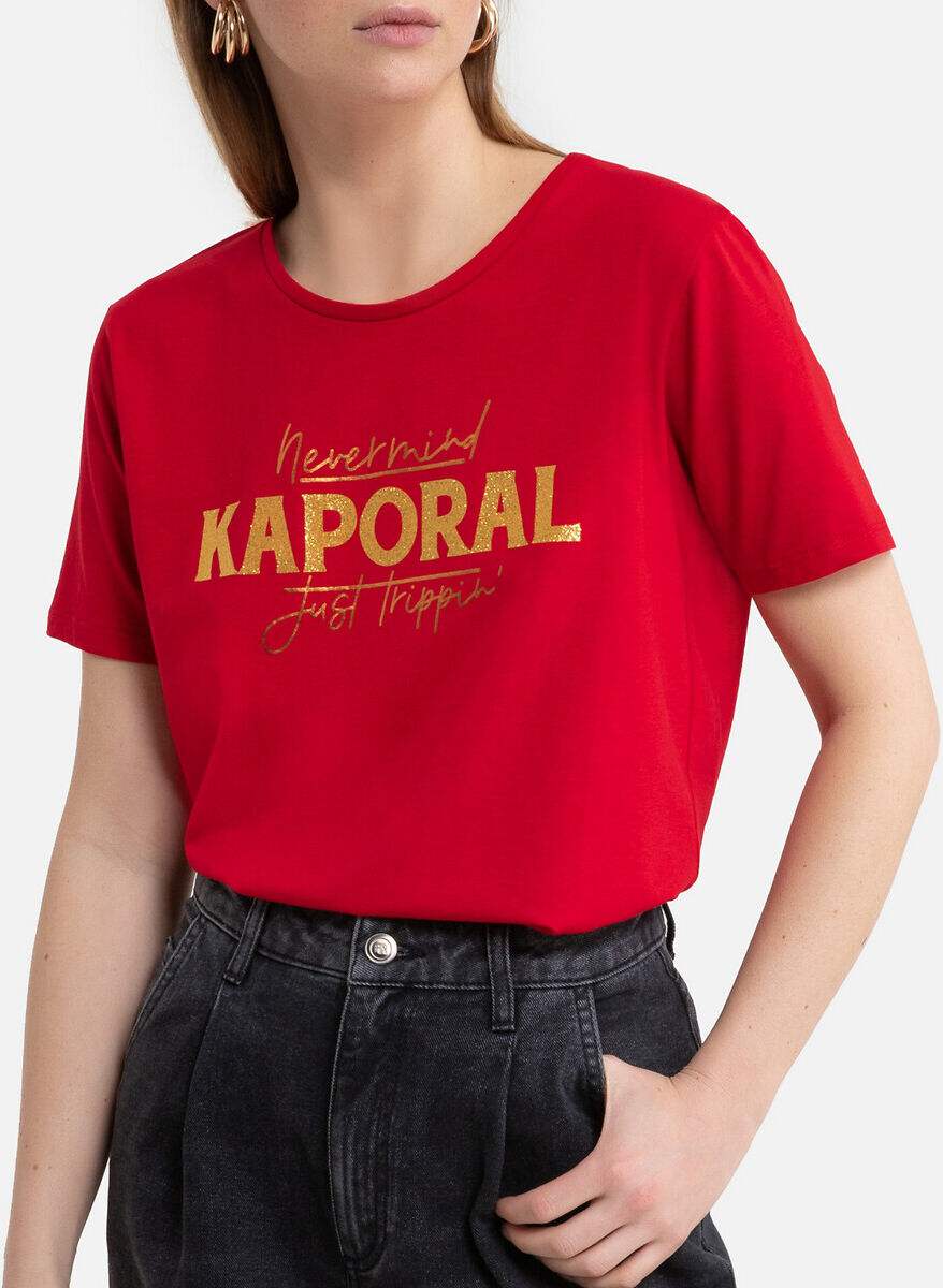 Kaporal T-shirt de mangas curtas, logótipo à frente   Framboesa