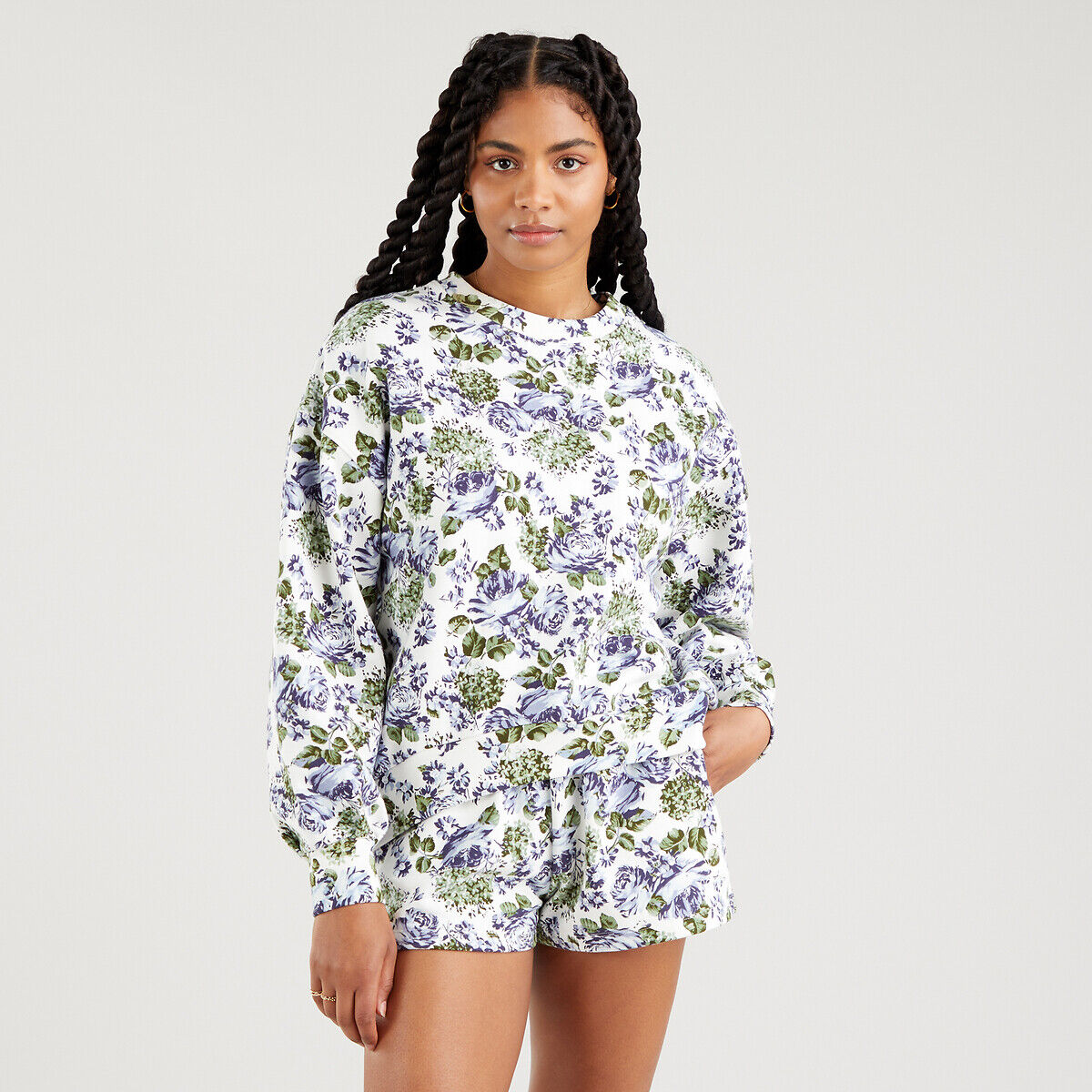 Levi's Sweat às flores   estampado flores fundo cru