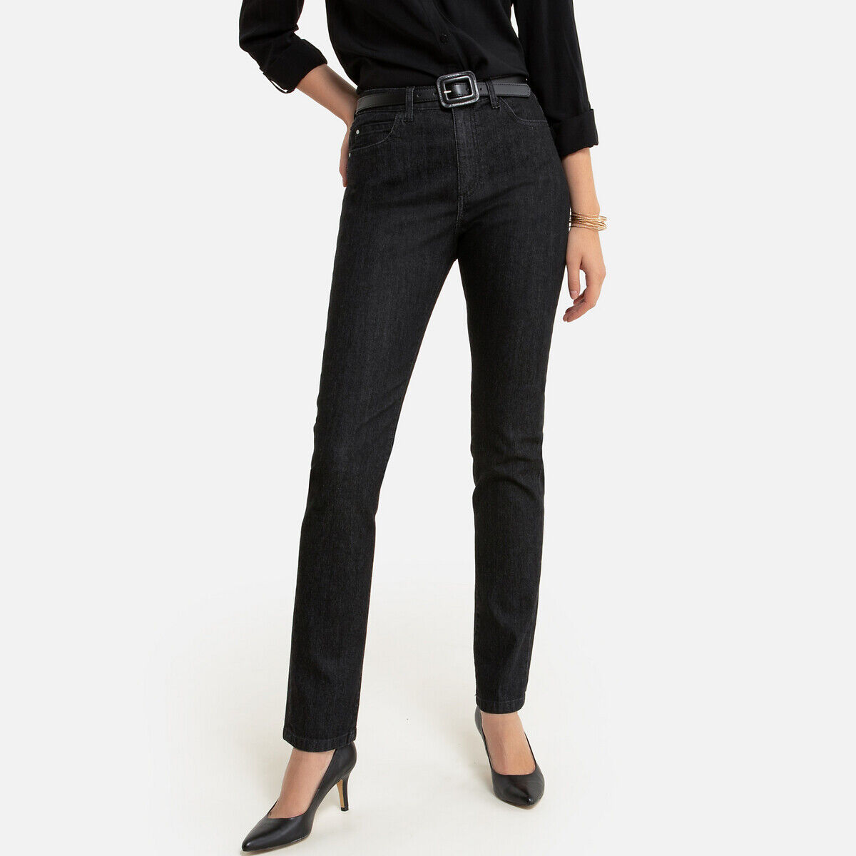Anne Weyburn Jeans regular, direitos   preto stone