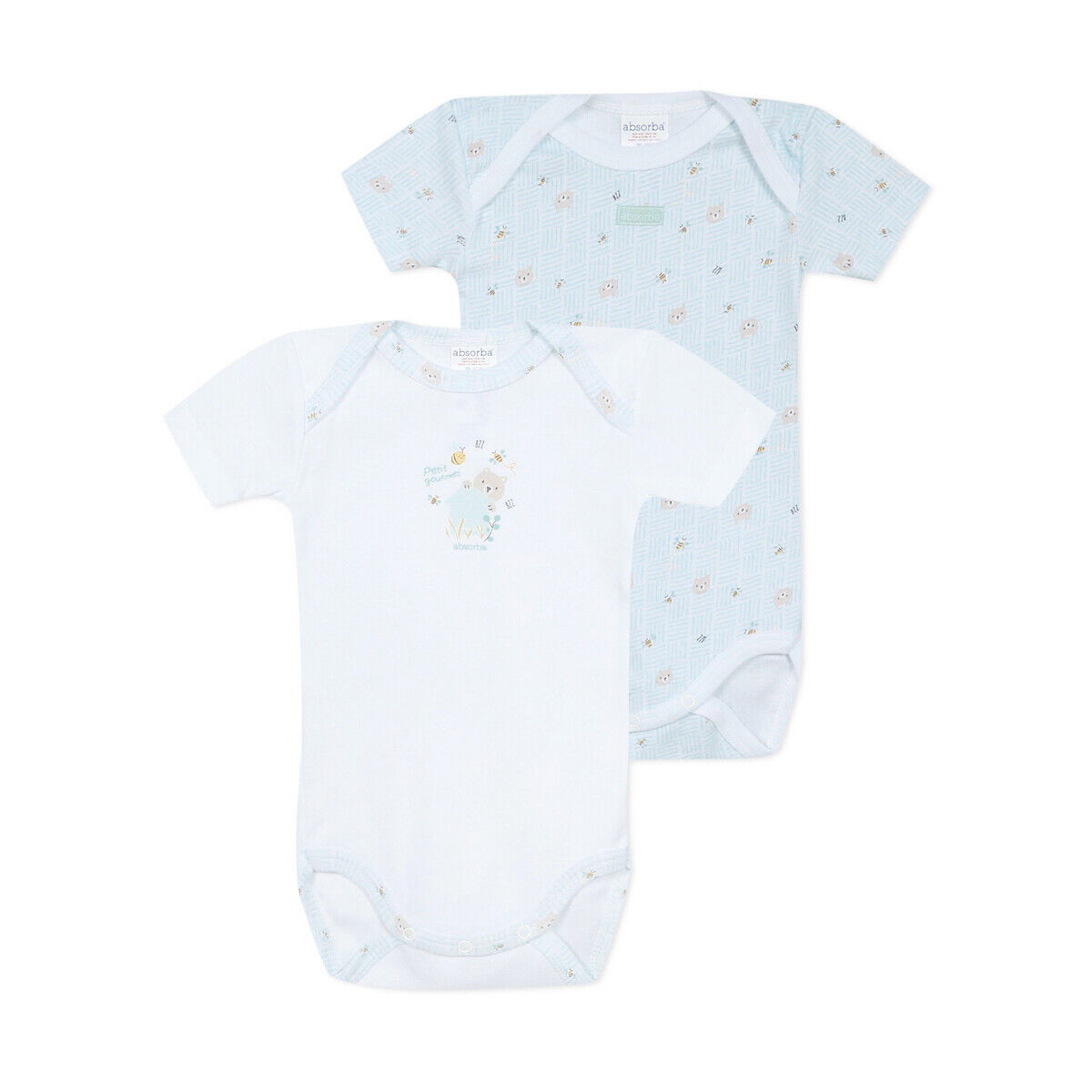 Absorba Lote de 2 bodies, 3 meses-3 anos   branco/azul