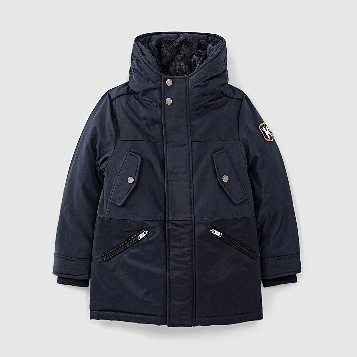 Ikks Junior Parka quente com capuz 2 en 1, 4 - 14 anos   Azul/Castanho