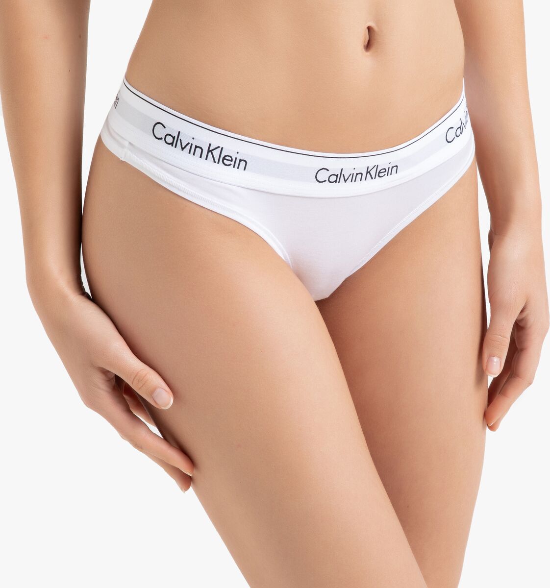 Calvin Klein Tanga com marca MODERN COTON   Branco