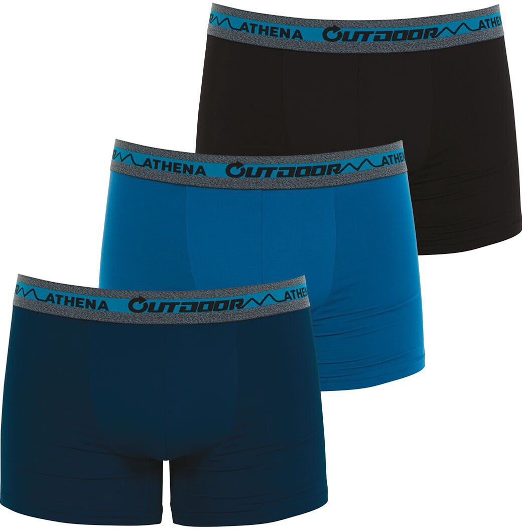 Athena Lote de 3 boxers, Easy Style   Preto + Azul + Azul-Claro