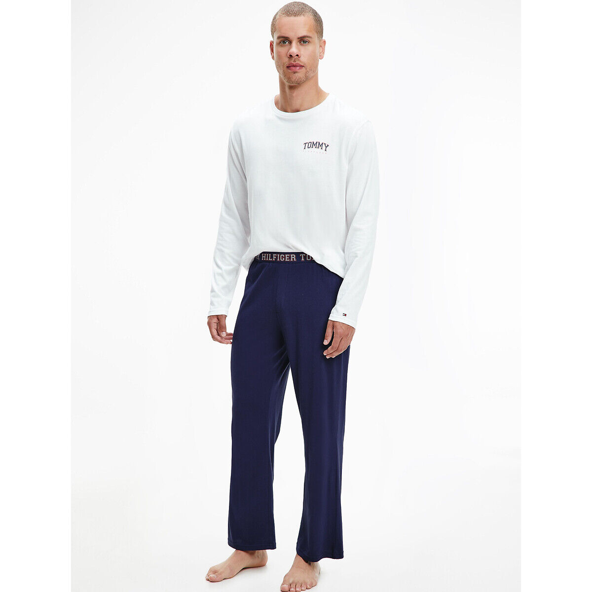 Tommy Hilfiger Calças de pijama   branco/marinho